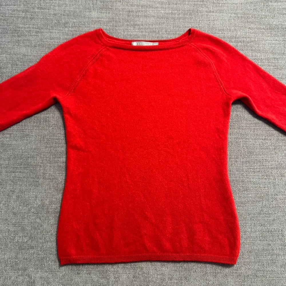 In Cashmere Sweater Womens Small Petite Red  Boat Neck 100% Cashmere